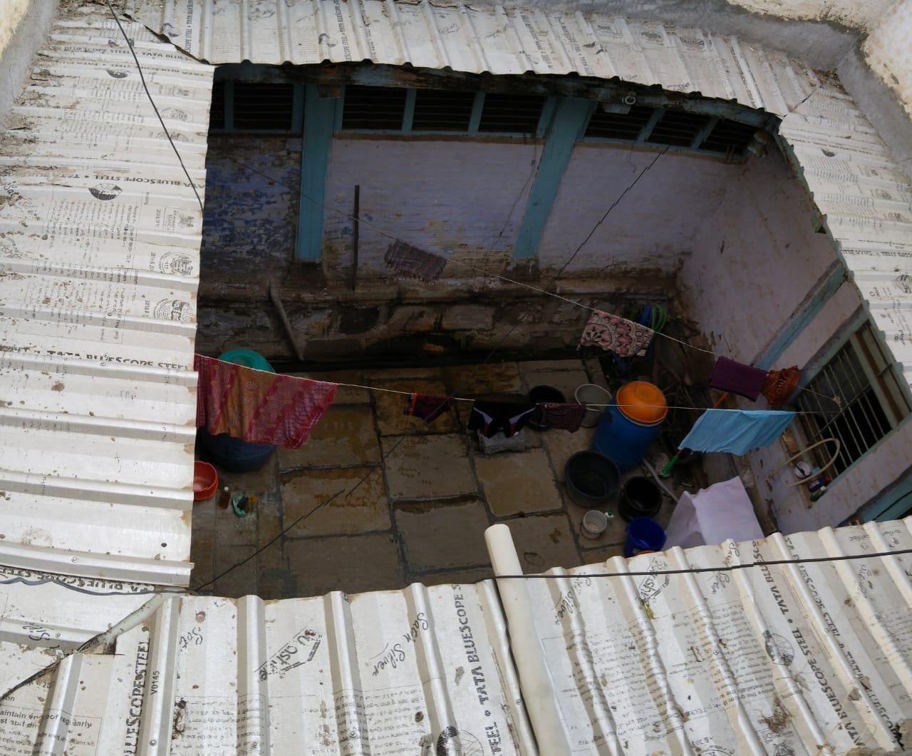 The metal sheet roofing in the courtyard, which was likely a later addition. (Source: CKA Archives)