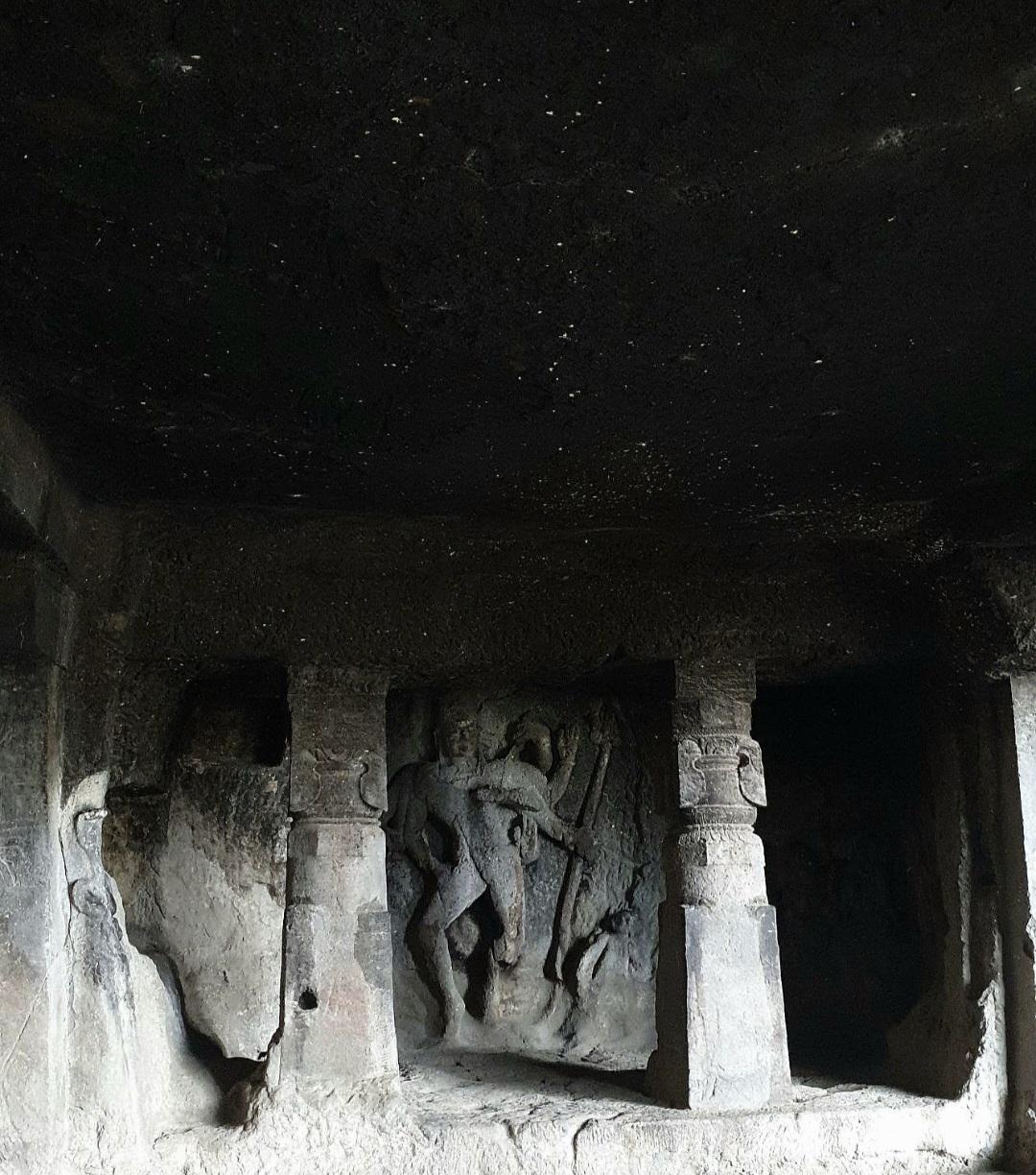 A sculpture of the eight-armed Tandava Shiva at the Dhokeshwar Caves. (Source: CKA Archive)