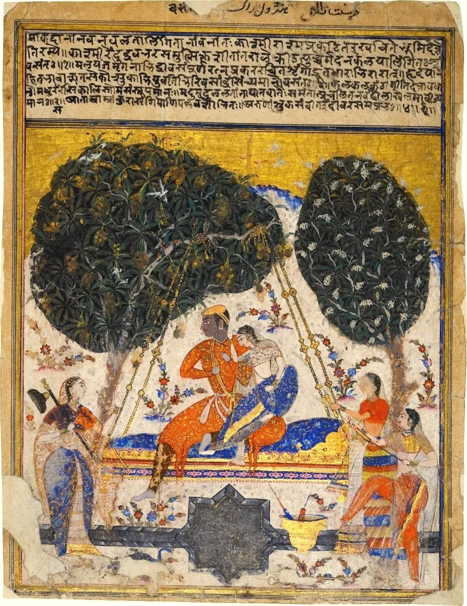A portrait of the Ahmadnagar Sultan playing Holi — reflecting the Deccan kingdom’s syncretic culture, where Marathi traditions and local participation shaped governance, military, and courtly life alongside Persianate norms.