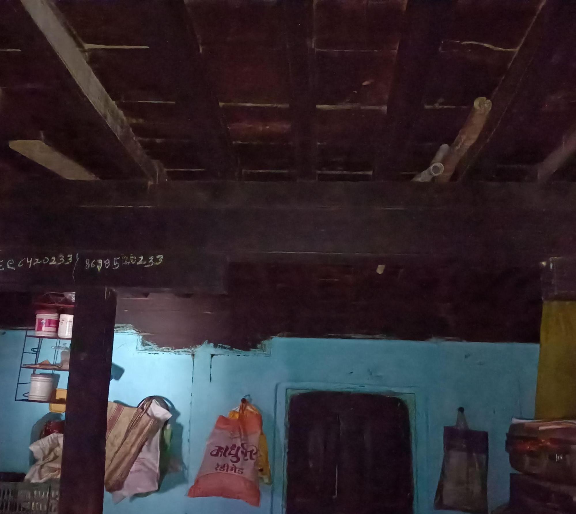 Interior view showing exposed wooden beams that support the ceiling. (Source: CKA Archives)