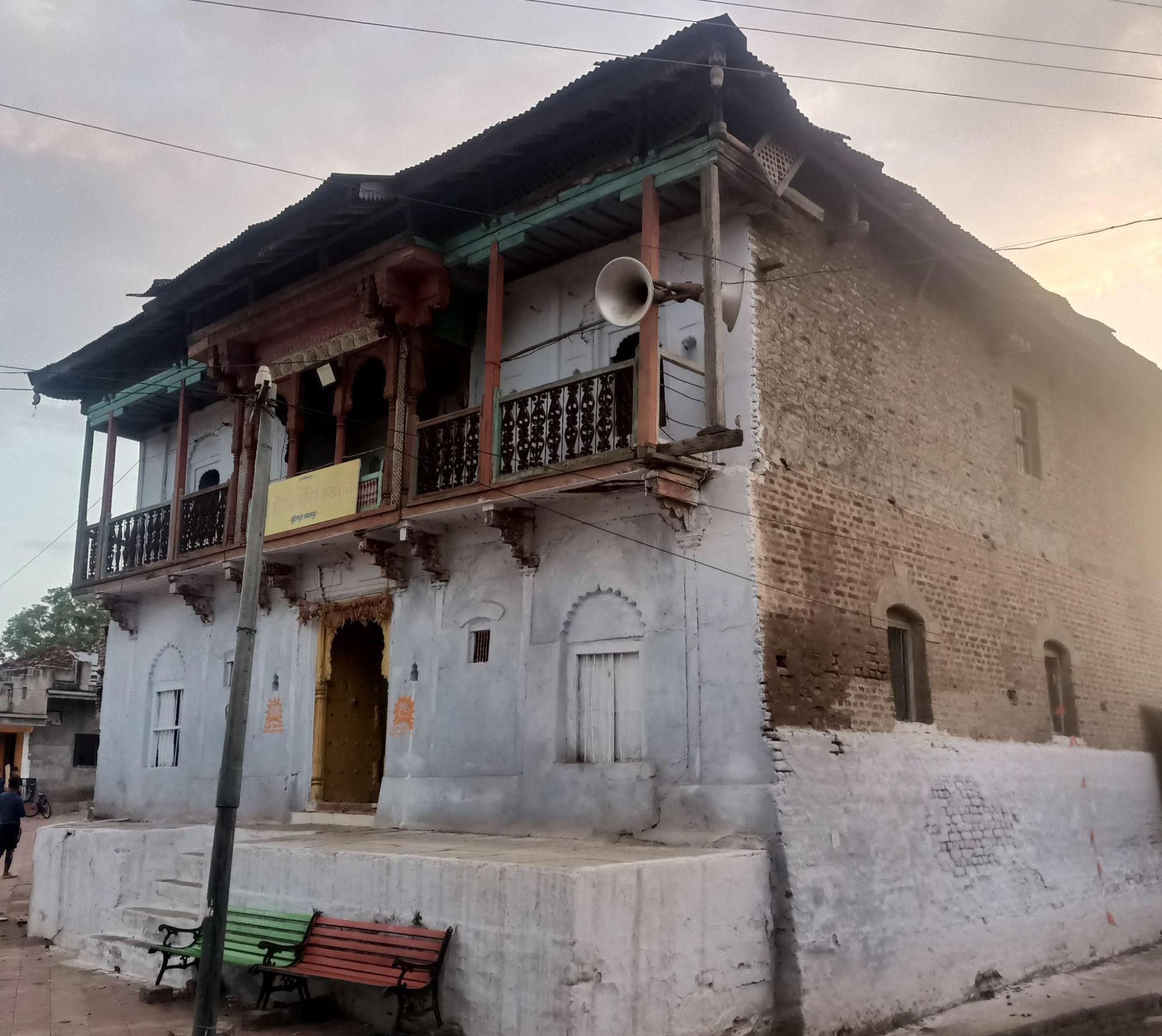 A side view of the Ram Mandir, highlighting the intricate wooden and brick structures. (Source: CKA Archives)