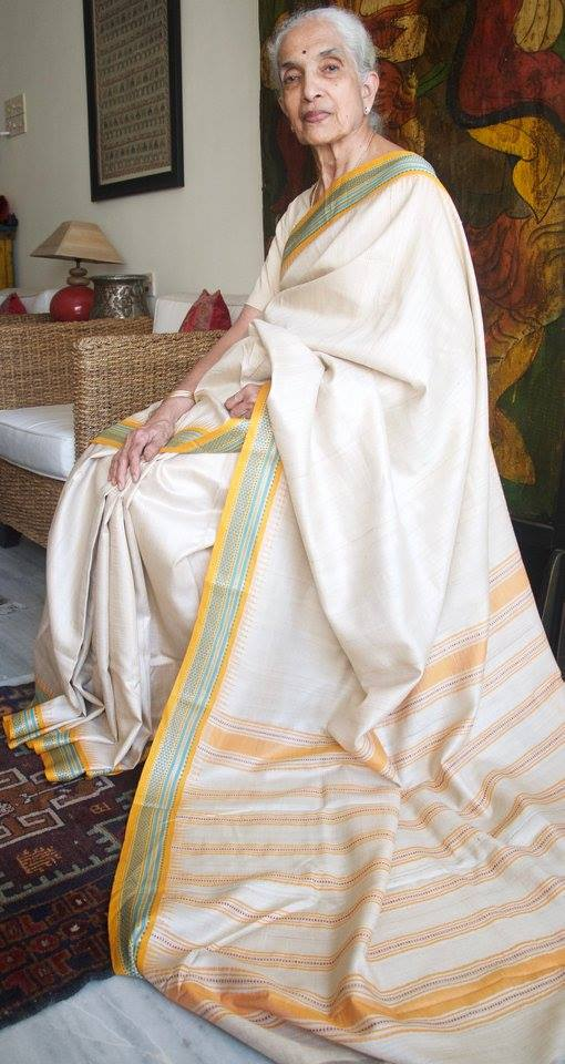 A Tusar Silk Saree woven with Karvati borders in Bhandara district.[1]