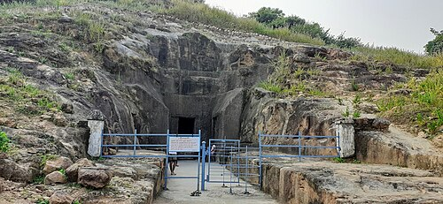 Rock-cut cave complex at Vijasan Tekdi, Bhadravati taluka, dated to the 1st century CE.