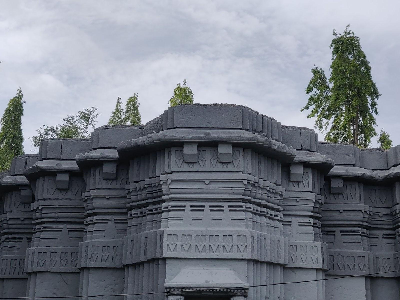 Close-up of the Mandir’s upper stonework, showing ornamental carvings and layered stone construction. (Source: CKA Archives)