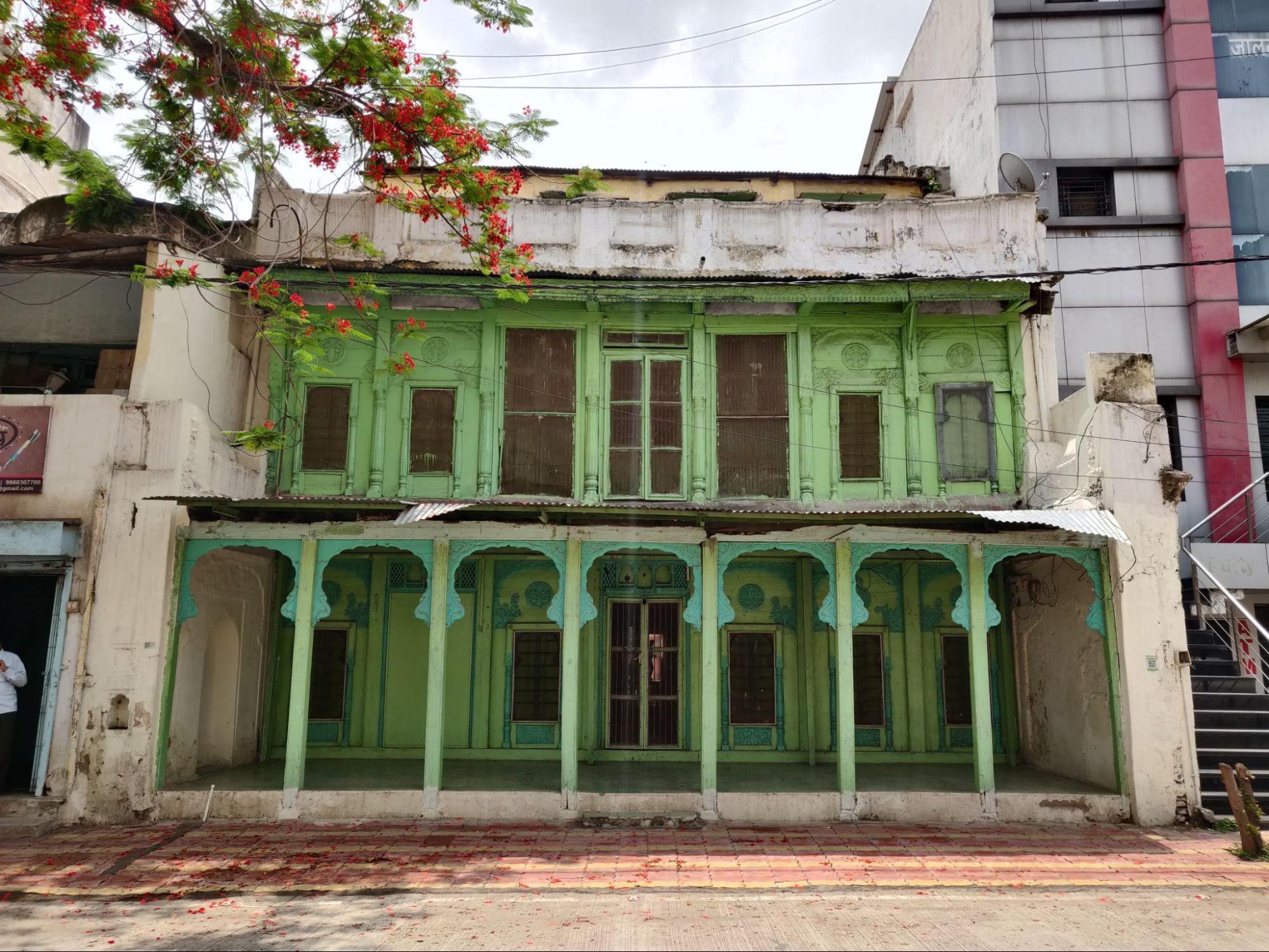 The front elevation of the 19th-century wada shows the extensive use of wooden elements and distinctive detailing compared to earlier structures. (Source: CKA Archives)