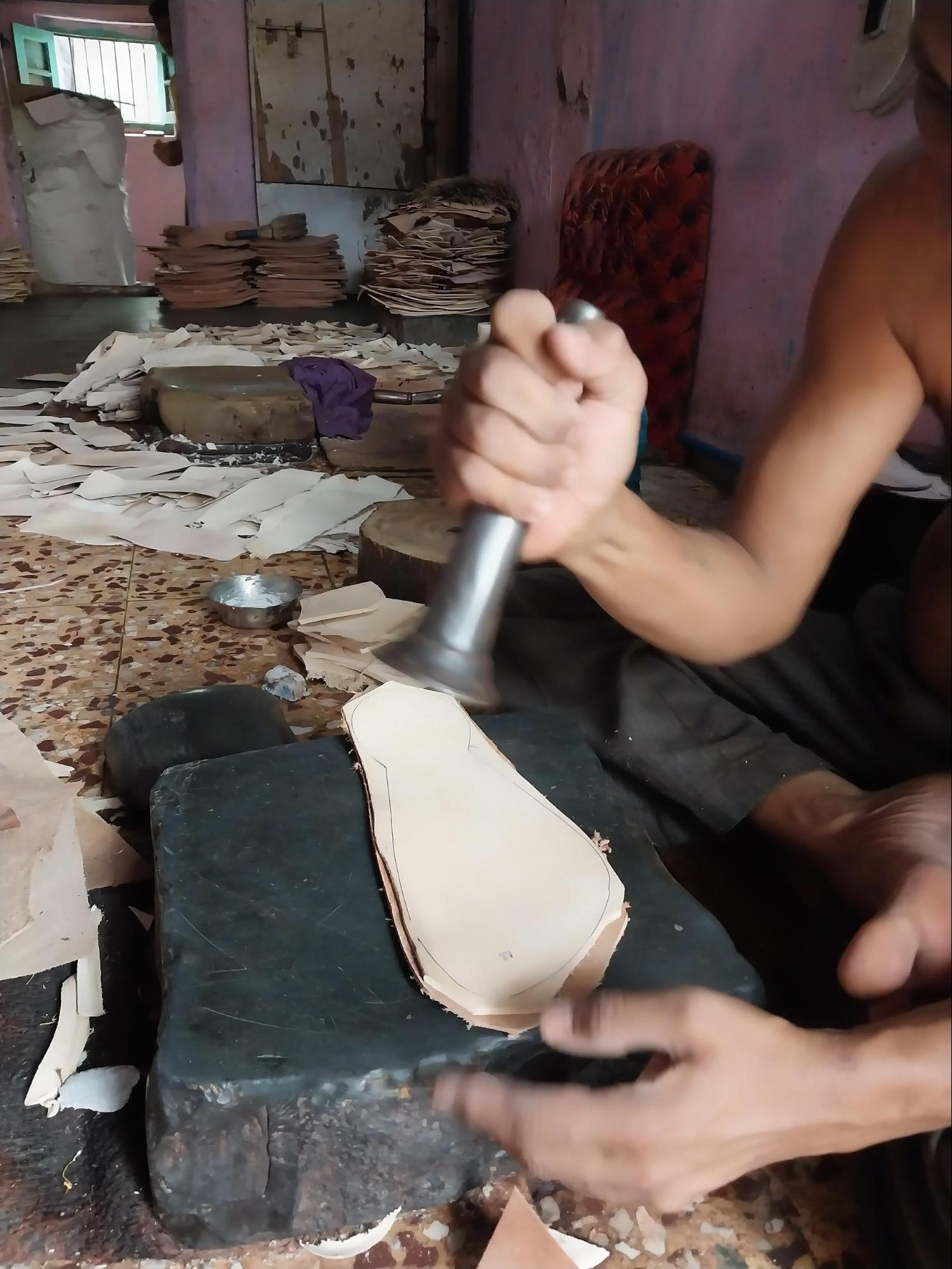 The two soles are hammered together using asti to form a solid base. Source: CKA Archives