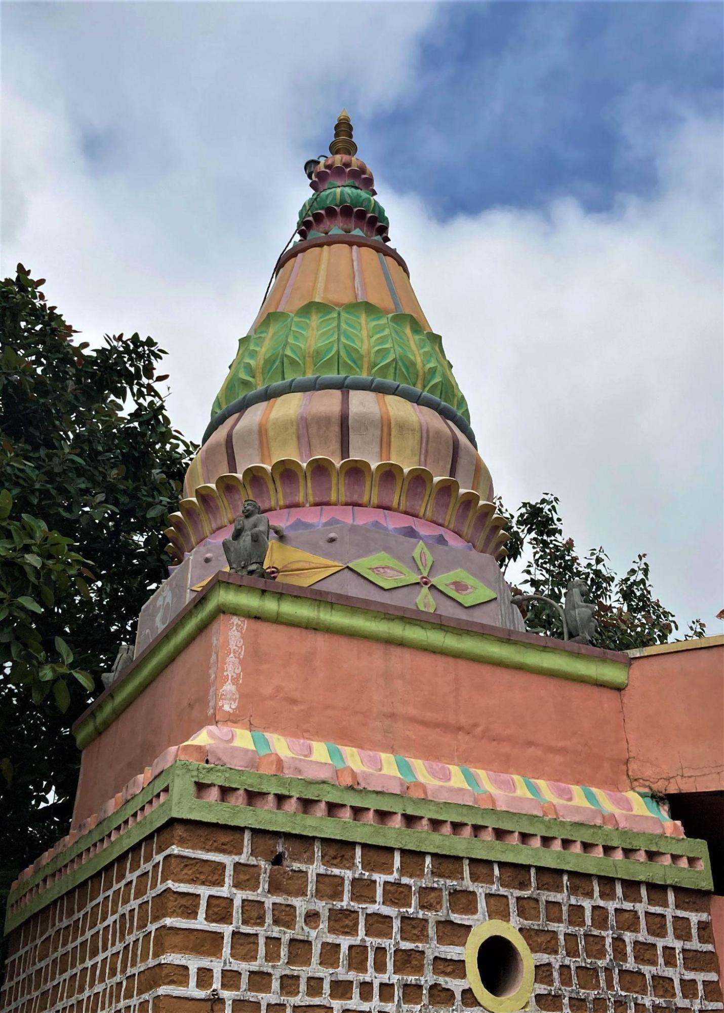 The vibrant exterior of the Balaji Mandir in Budhuda, established in 2001 following the relocation from the village’s former settlement. The mandir is dedicated to Balaji (a form of Vishnu), and also includes shrines to other devtas. (Source: CKA Archives)