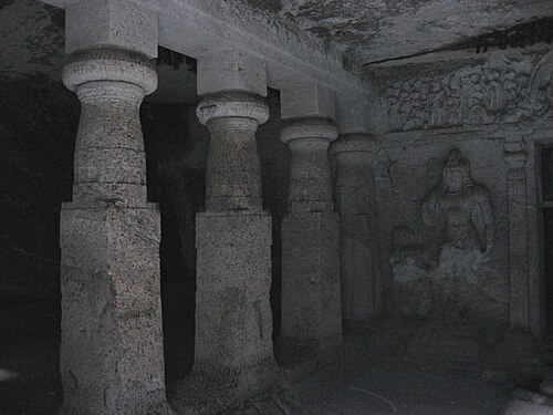 Square sanctum with Shivling at the heart of Jogeshwari Caves, reflecting early Hindu rock-cut architecture.[2]