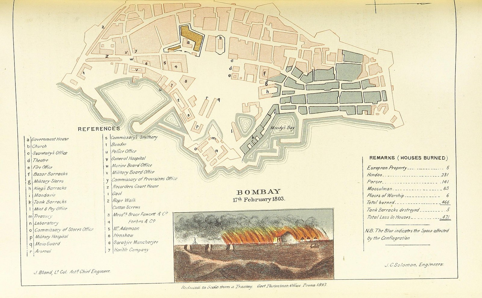 The Blue areas are the one’s affected by the fire