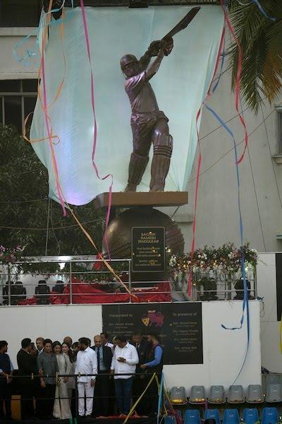 The newly unveiled statue of Bharat Ratna Sachin Tendulkar, at Wankhede Stadium, in Mumbai (Source: CKA Archives)