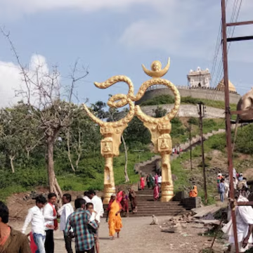 View of Sati Anusaya Mandir atop the Mahur hills in Nanded.