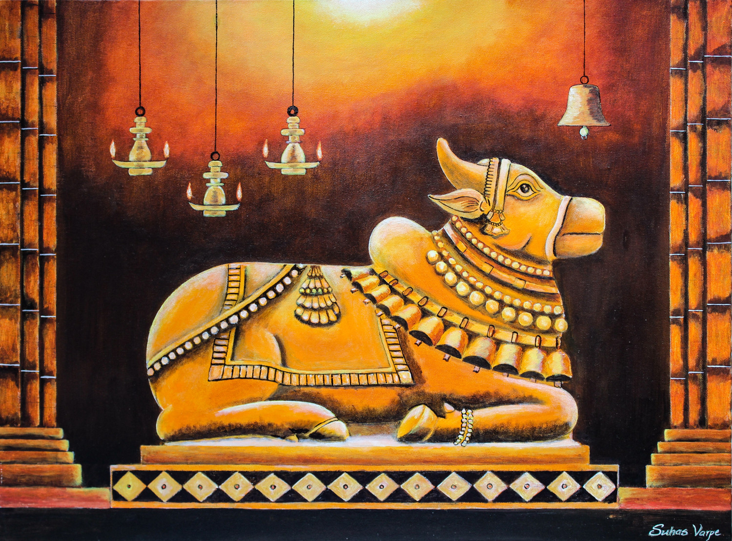 Depiction of Nandi, the revered vahana of Bhagwaan Shiv, believed to have once wandered the lands of ancient Nandigram—now Nanded.[1]