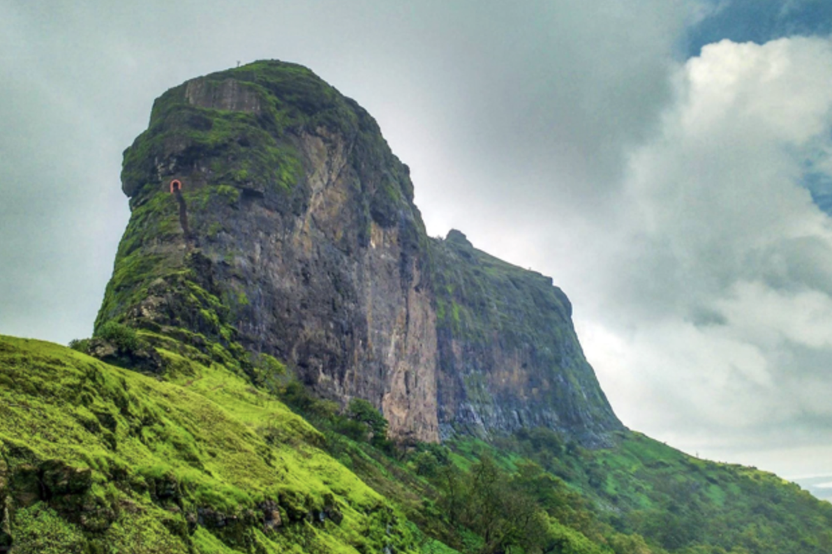 Harihar Fort, located in the Trimbakeshwar mountain in Nashik district is a hill fort featuring steep rock-cut steps, a Mandir, and views of the Trimbakeshwar region.[5]
