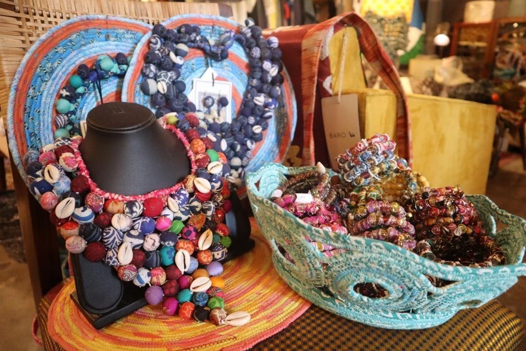 Fabric jewelry produced by local artisans at Paduka Artisans.[4]