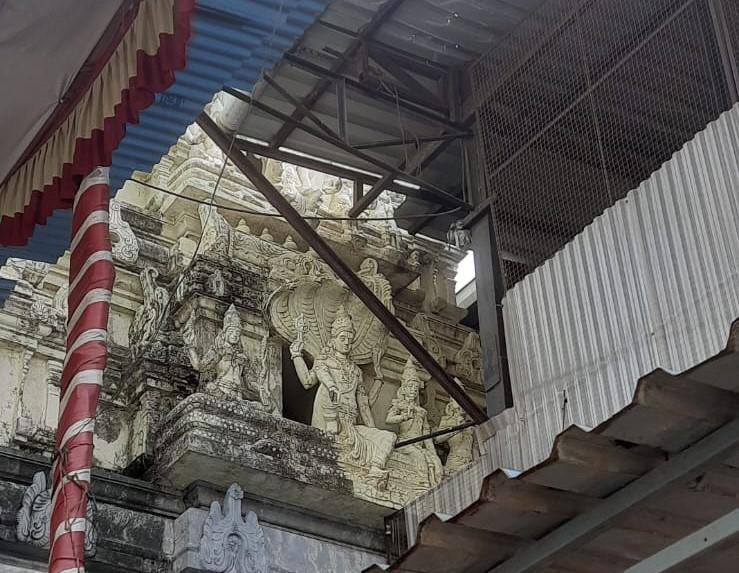 Entrance archway of Balaji Mandir, featuring traditional motifs associated with Devis & Devtas. (Source: CKA Archives)