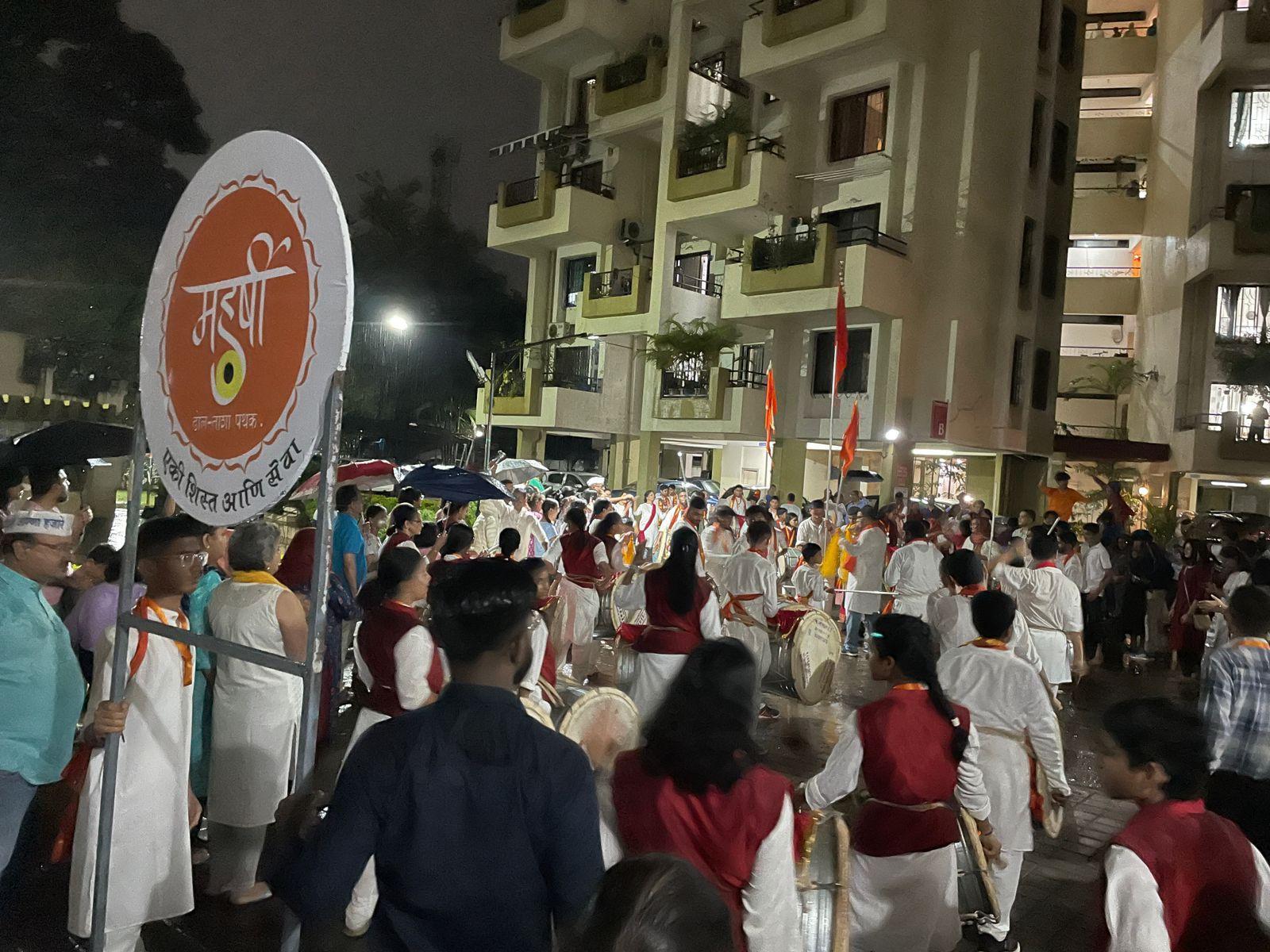 A dhol-tasha pathak performing during the Ganpati visarjan procession on Anant Chaturdashi. (Source: CKA Archives)