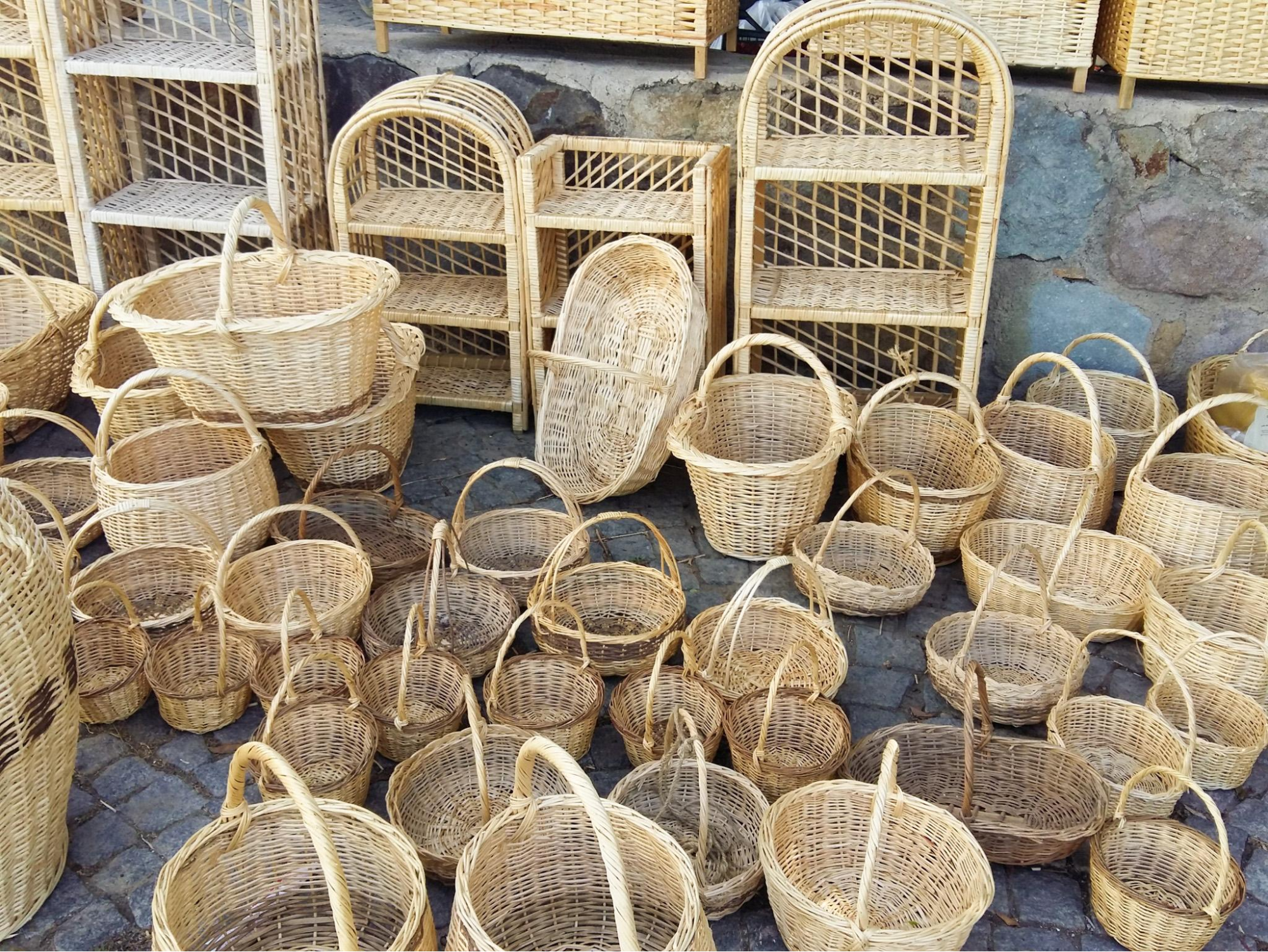 Bamboo baskets and handmade products on display at Burud Ali, Pune’s last remaining traditional bamboo market.[4]