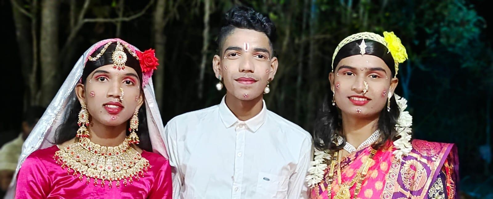 Male teen actors at a performance. (Source: CKA Archives)