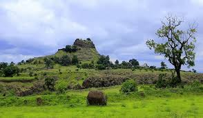 Santoshgad Fort on the Mhasoba mountain range near Phaltan, Satara.