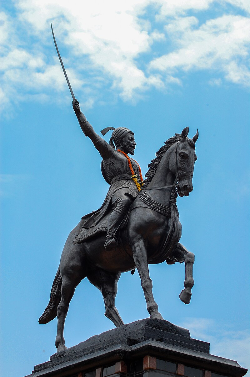 17 ft tall equestrian statue of Shivaji at Pratapgadh.