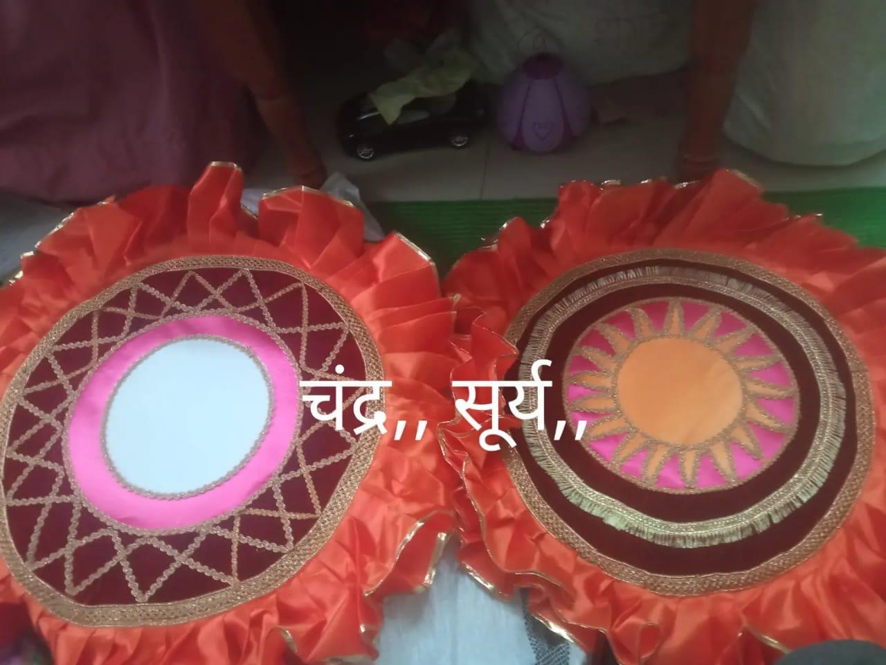 Abdagiri used in the Pandharpur palkhi procession, on display in Washim. Notice the sun and moon motifs etched into its surface. (Source: CKA Archives)
