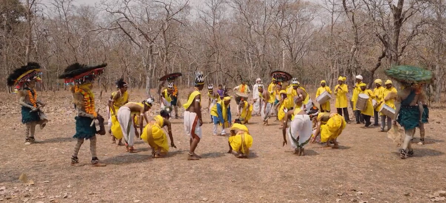 Members of the Gond community performing Ghursali Dhemsa in Yavatmal district, during the Diwali season.[1]