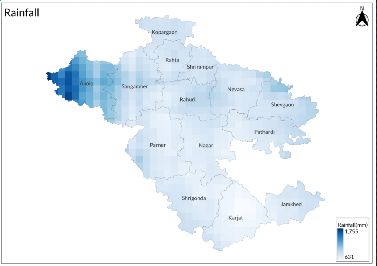 Rainfall distribution in the district