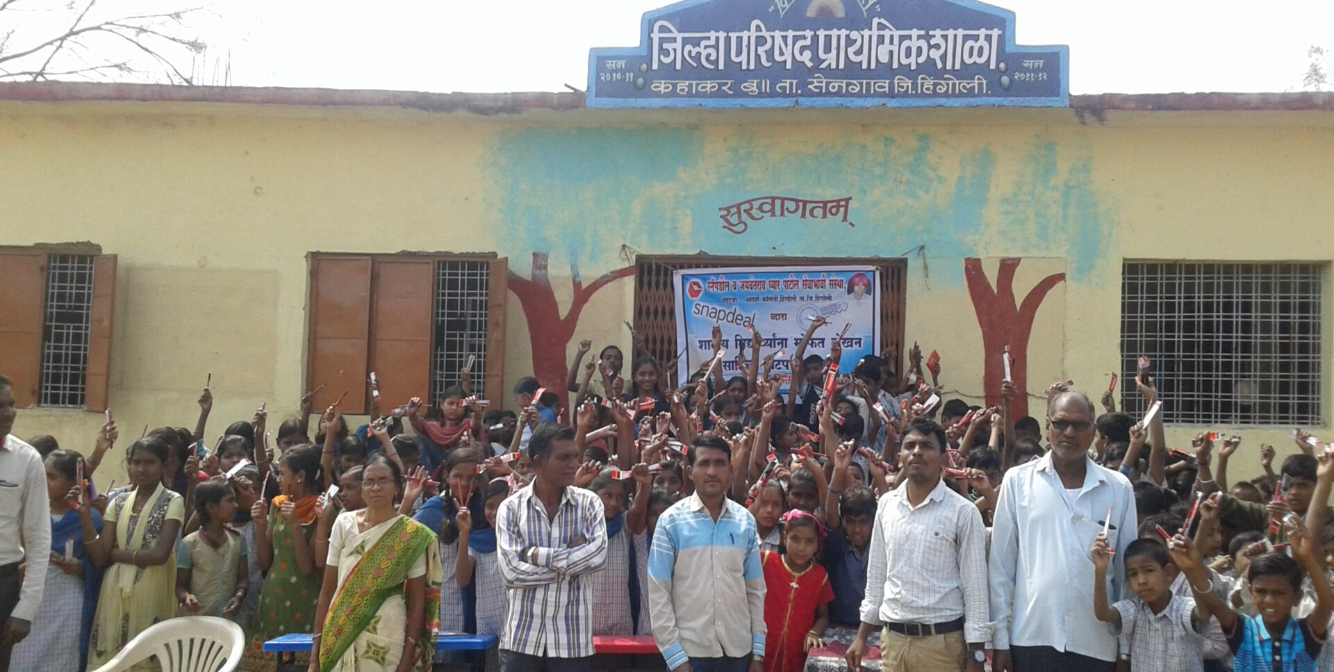 The Sanstha members at the opening of a new school in Hingoli