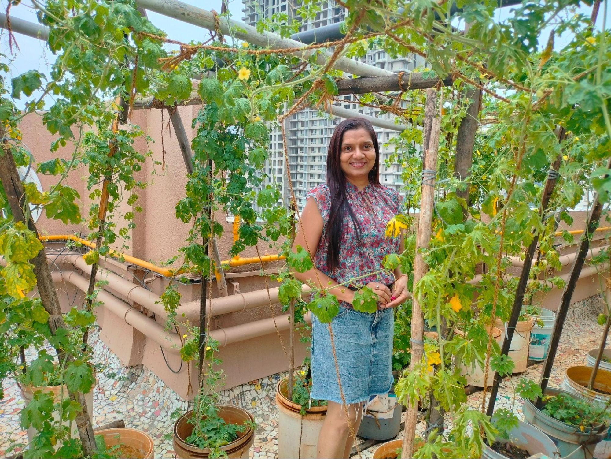 Aarti in her Terrace farm in Mulund. (Source: CKA Archives)