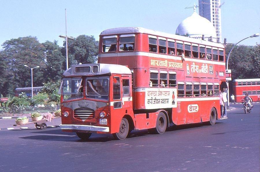 An articulated double-decker bus from the 1970s