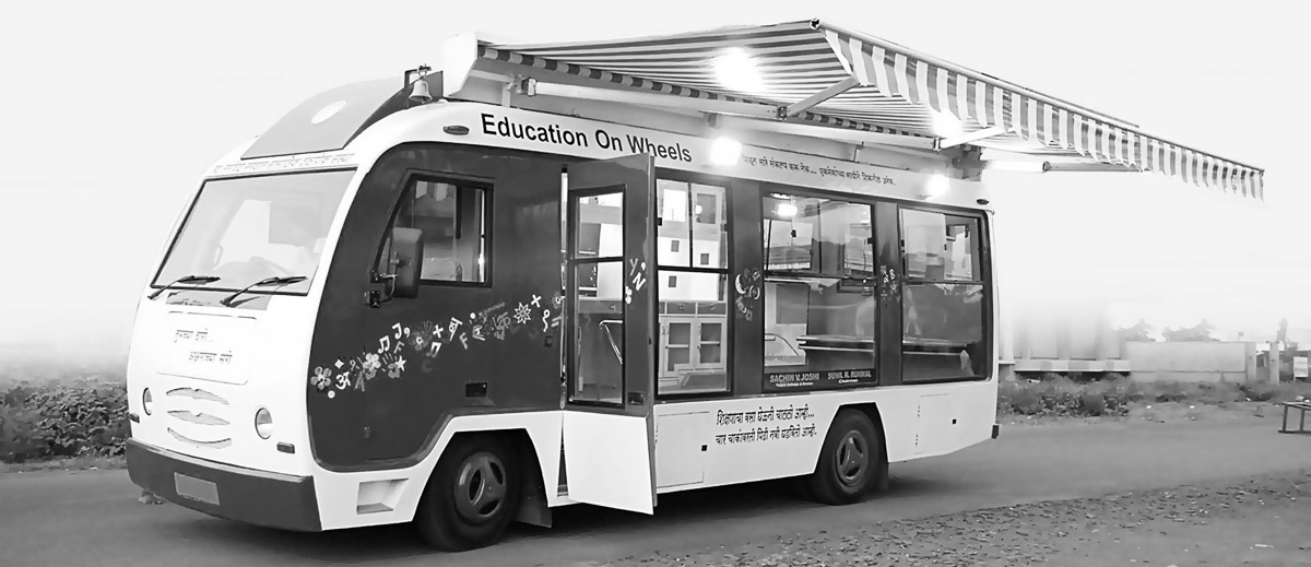 This mobile school, launched as part of the 'Education on Wheels' initiative, brings education directly to children in underserved areas.
