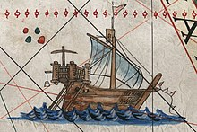 A Ghurab, one of the larger vessels built in the shipyards of Bassein (present-day Vasai) for coastal defence and cargo transport.