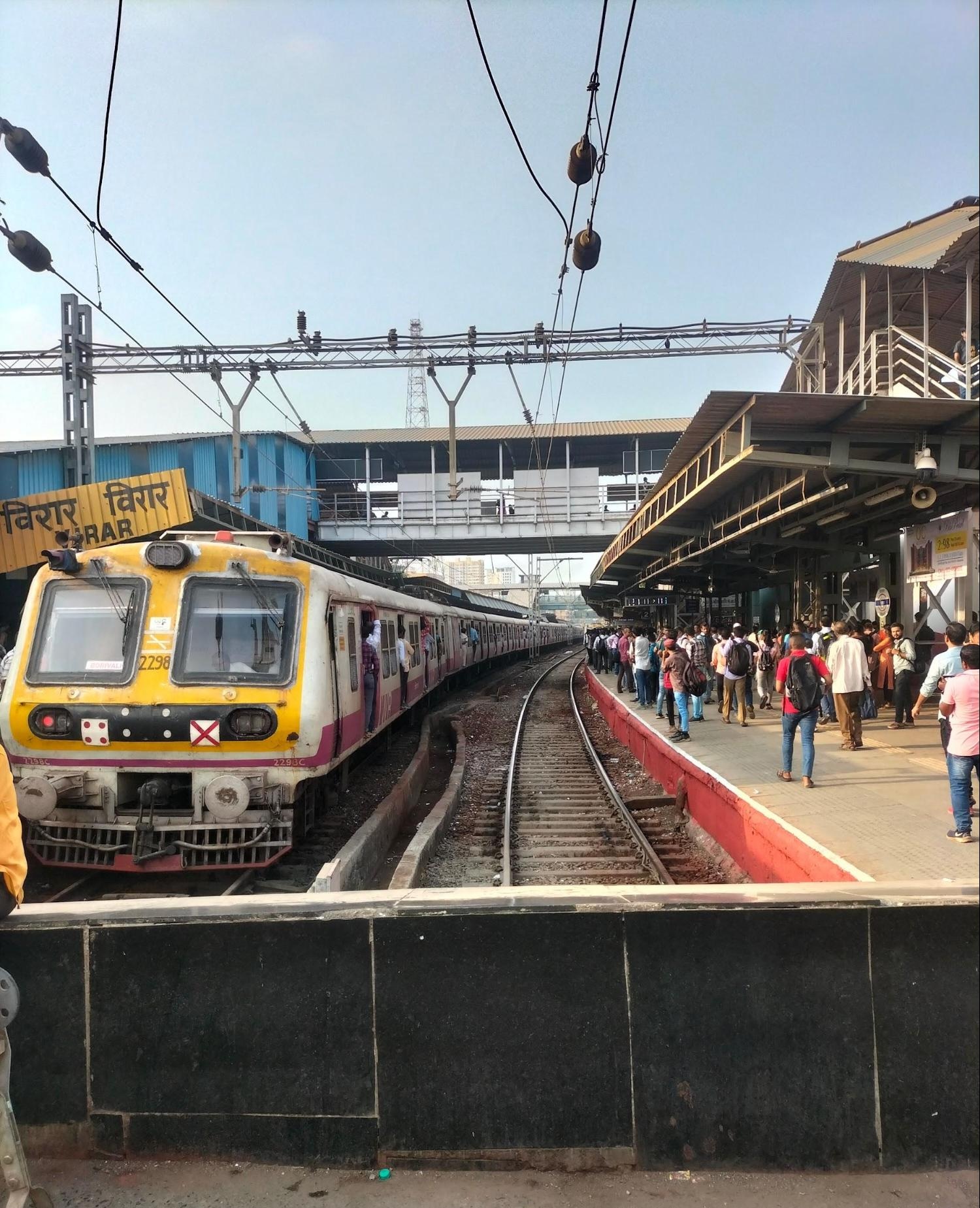 Virar Station on the Western Railway line, with a local train halted at the platform. The station serves as a key stop for daily commuters in Palghar district. (Source: CKA Archives)