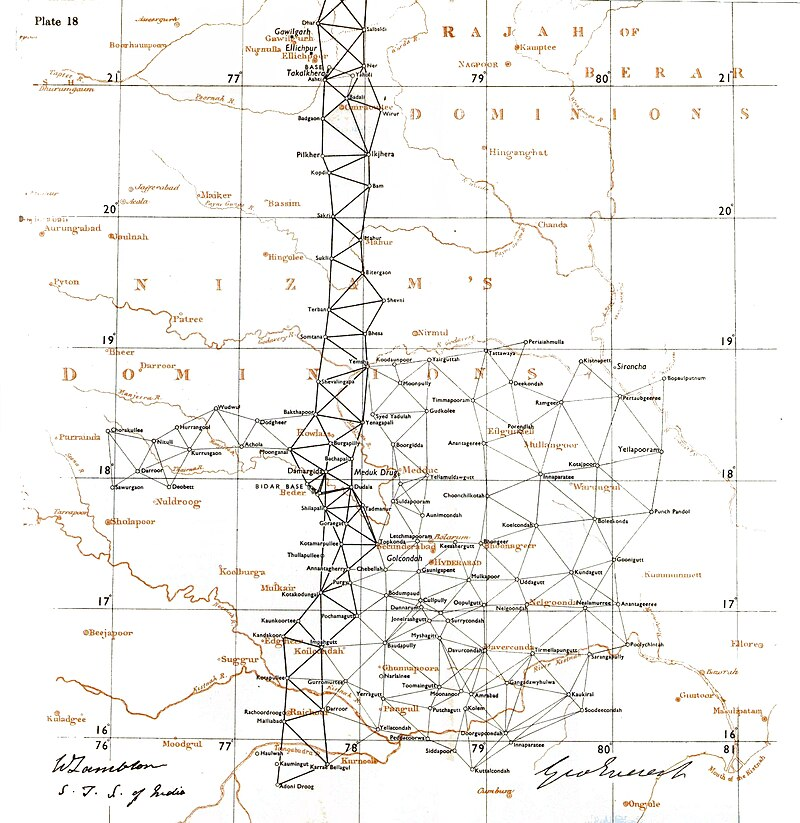 Plate from the Great Trigonometrical Survey marking Hinganghat and nearby areas in Wardha district, where William Lambton worked until his death in 1823.